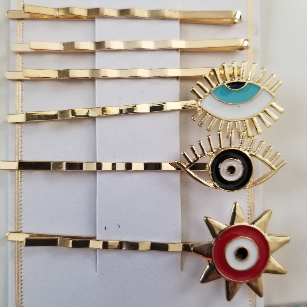 Evil Eye Gold Design Hair Clips Lot New